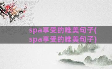 spa享受的唯美句子(spa享受的唯美句子)