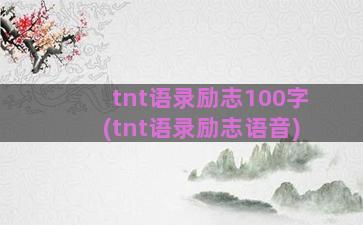 tnt语录励志100字(tnt语录励志语音)