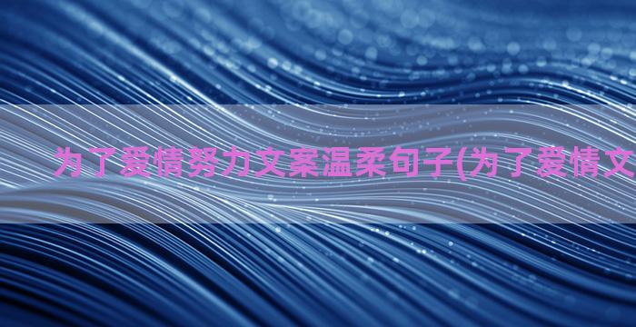 为了爱情努力文案温柔句子(为了爱情文案怎么写)