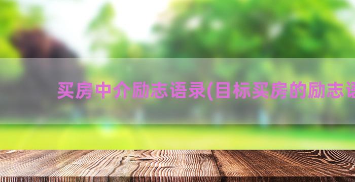 买房中介励志语录(目标买房的励志语录)