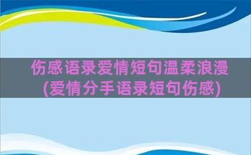 伤感语录爱情短句温柔浪漫(爱情分手语录短句伤感)