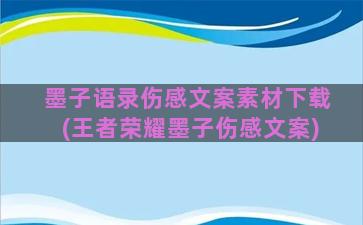 墨子语录伤感文案素材下载(王者荣耀墨子伤感文案)