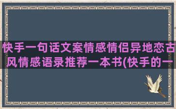 快手一句话文案情感情侣异地恋古风情感语录推荐一本书(快手的一句话)