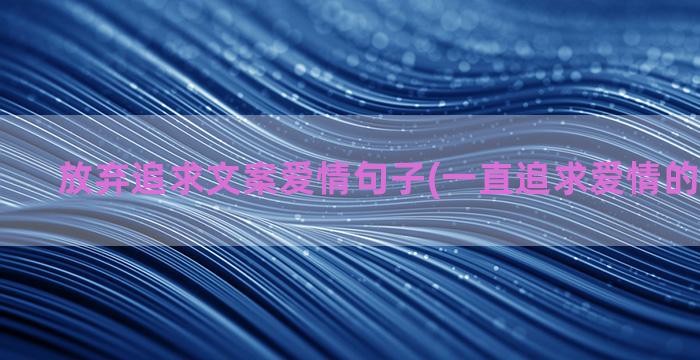 放弃追求文案爱情句子(一直追求爱情的文案短句)