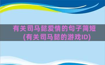 有关司马懿爱情的句子简短(有关司马懿的游戏ID)