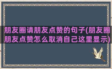 朋友圈请朋友点赞的句子(朋友圈朋友点赞怎么取消自己这里显示)