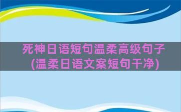 死神日语短句温柔高级句子(温柔日语文案短句干净)