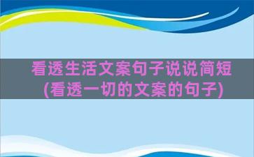 看透生活文案句子说说简短(看透一切的文案的句子)