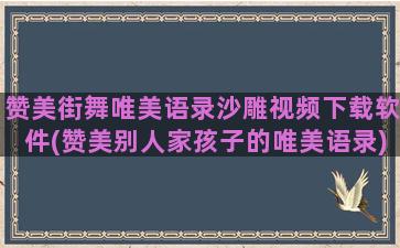 赞美街舞唯美语录沙雕视频下载软件(赞美别人家孩子的唯美语录)